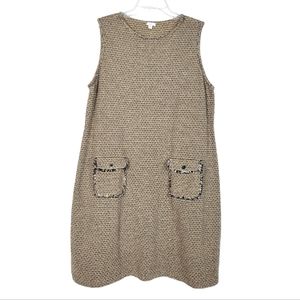 J.JILL Butterscotch Tweed Front Pocket Sleeveless Shift Dress